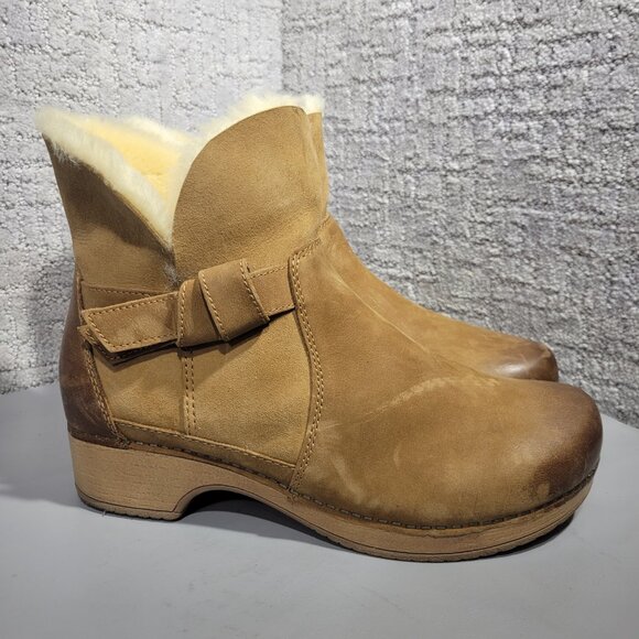Dansko Bessie Women's Size EU 40 US 9 Tan Shearling Lined Pull on Ankle Boots - Picture 4 of 10